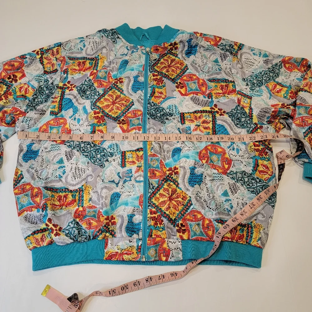 Vintage Casual Isle Dolman Sleeve Full Zip Printed Jacket 90s Y2K Size Medium